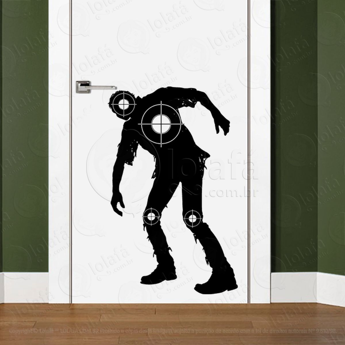Zombie Adesivo de Parede para Quarto, Porta e Vidro Mod:147