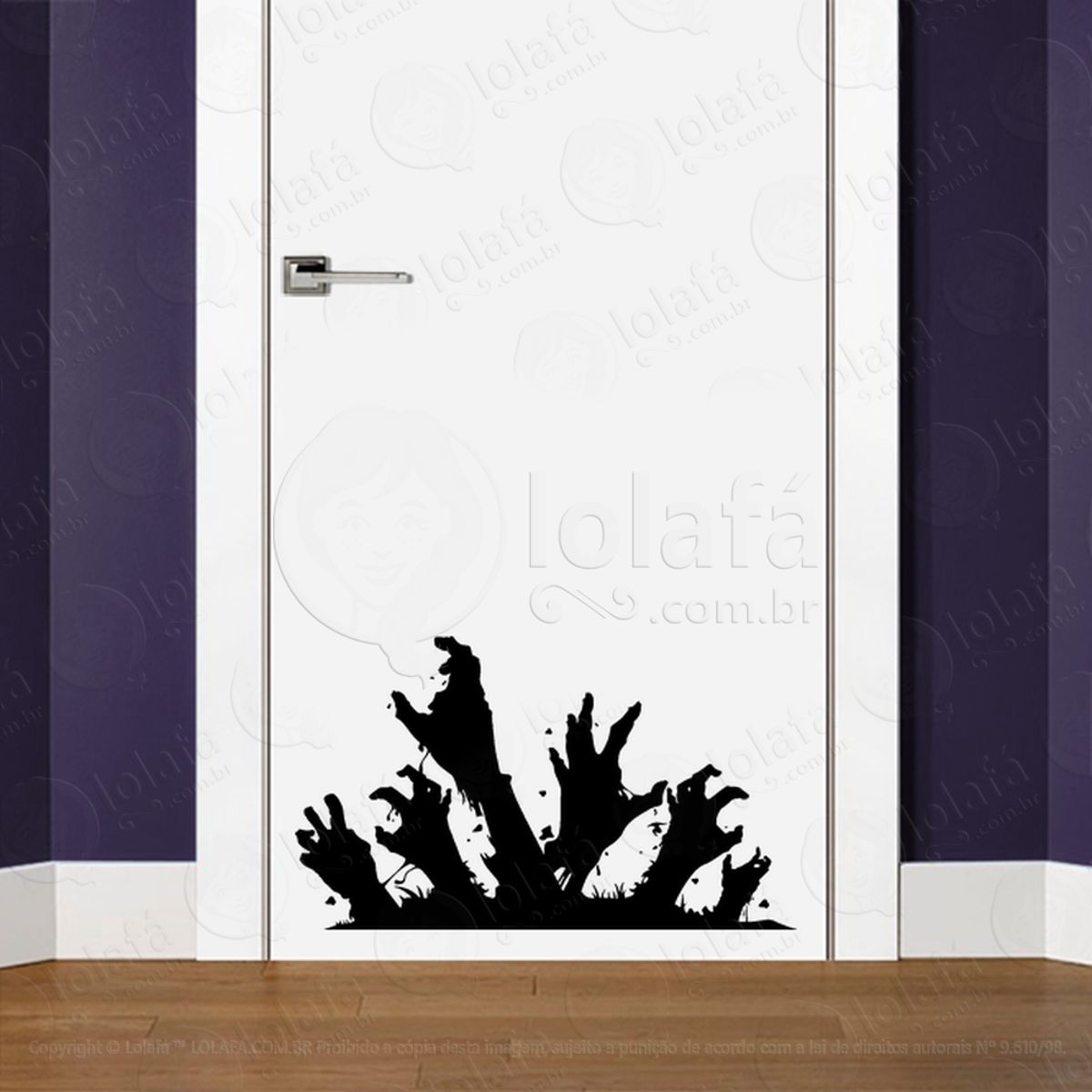 Zombie Adesivo de Parede para Quarto, Porta e Vidro Mod:149