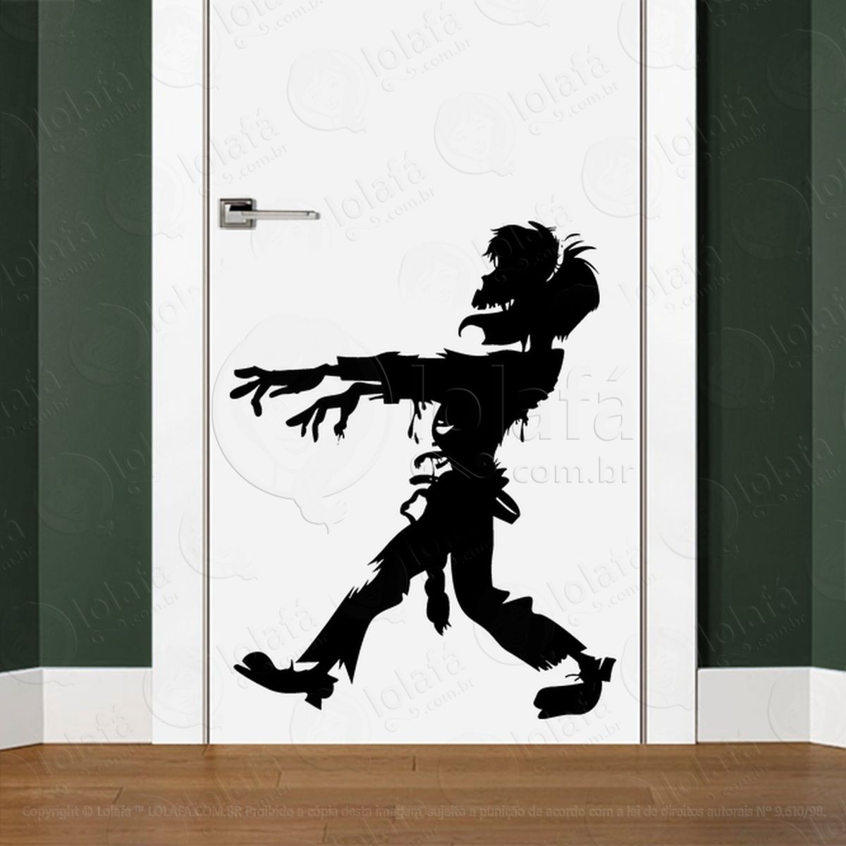 Zombie Adesivo de Parede para Quarto, Porta e Vidro Mod:150