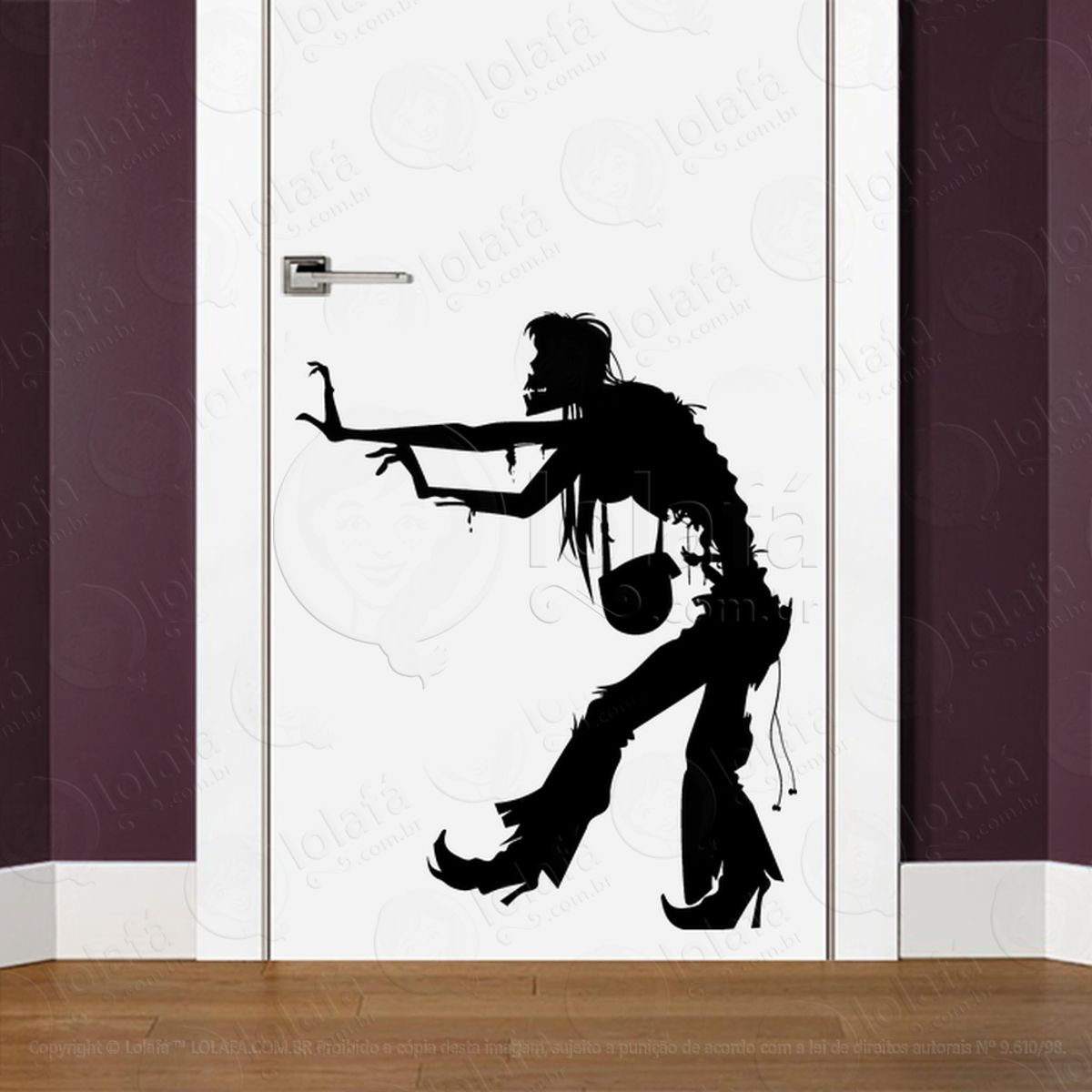 Zombie Adesivo de Parede para Quarto, Porta e Vidro Mod:151