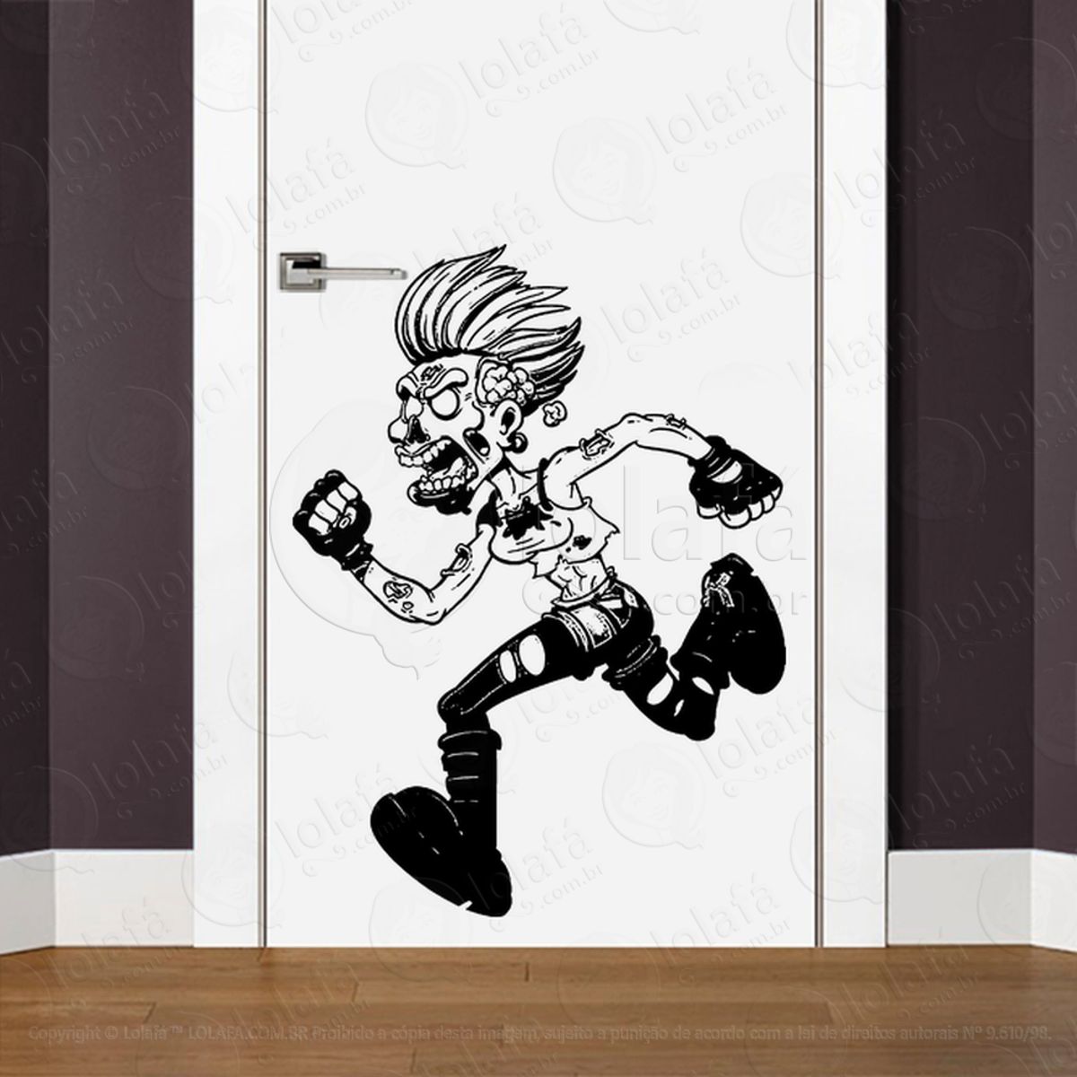 Zombie Adesivo de Parede para Quarto, Porta e Vidro Mod:153