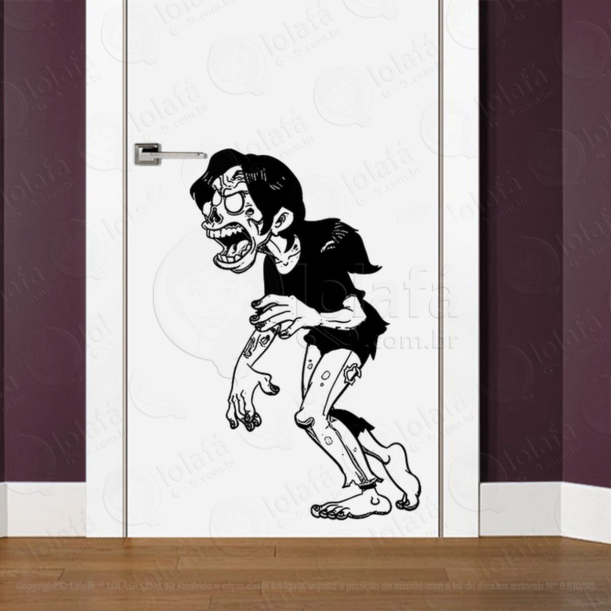 Zombie Adesivo de Parede para Quarto, Porta e Vidro Mod:154