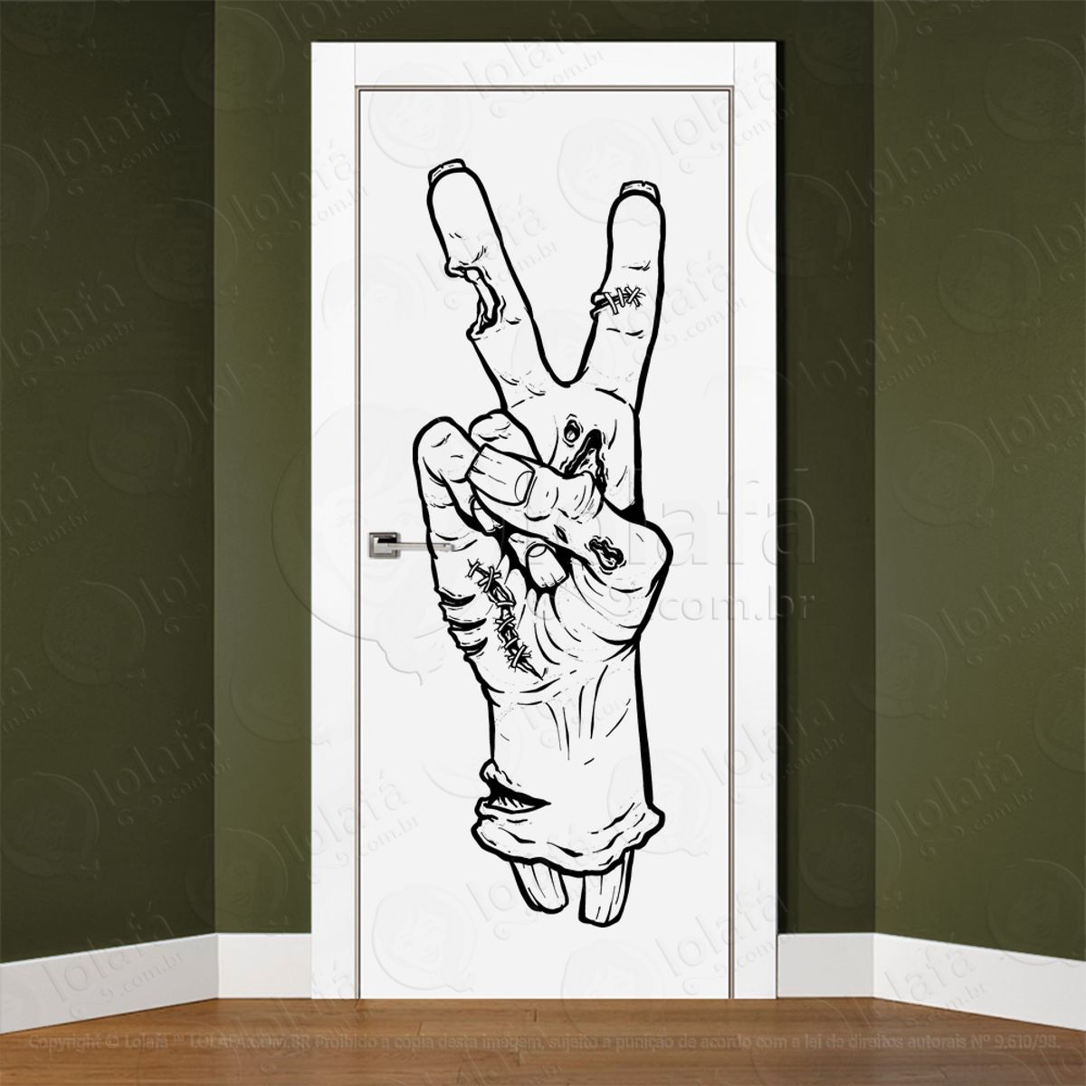 Zombie Adesivo de Parede para Quarto, Porta e Vidro Mod:156