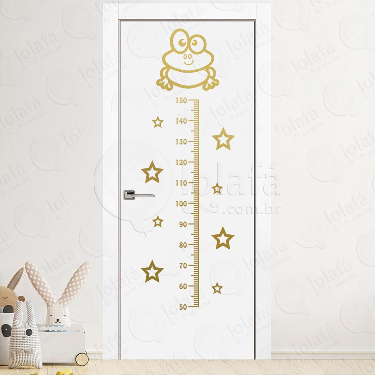 Sapo e Estrelas Adesivo Régua de Crescimento Infantil, Medidor de Altura para Quarto, Porta e Parede Mod:92