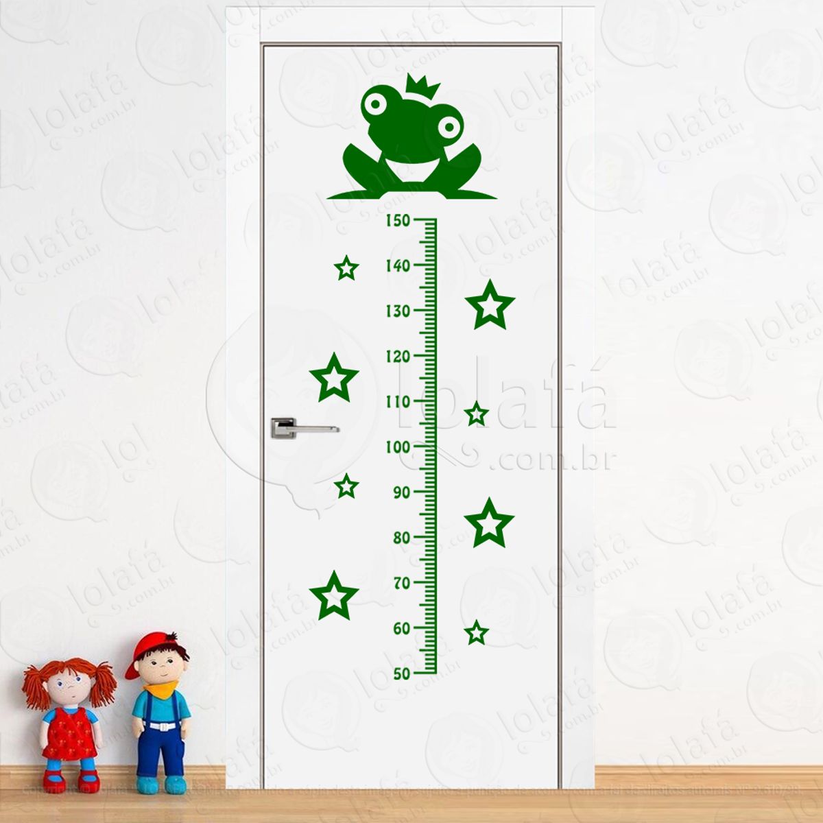 Sapo e Estrelas Adesivo Régua de Crescimento Infantil, Medidor de Altura para Quarto, Porta e Parede Mod:93