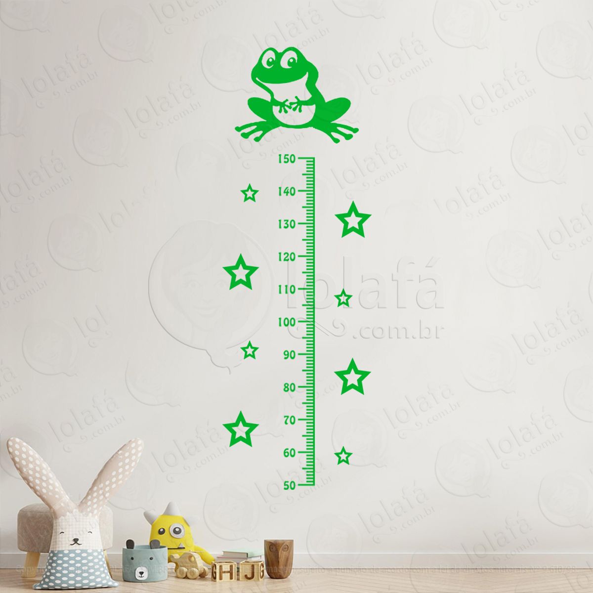 Sapo e Estrelas Adesivo Régua de Crescimento Infantil, Medidor de Altura para Quarto, Porta e Parede Mod:94