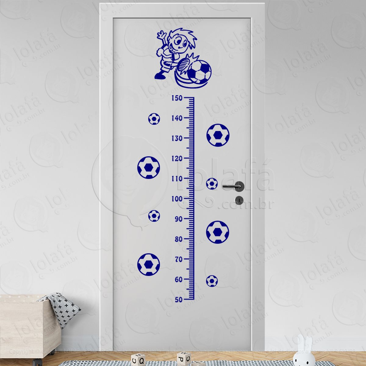 Futebol e Bolas de Futebol Adesivo Régua de Crescimento Infantil, Medidor de Altura para Quarto, Porta e Parede Mod:191