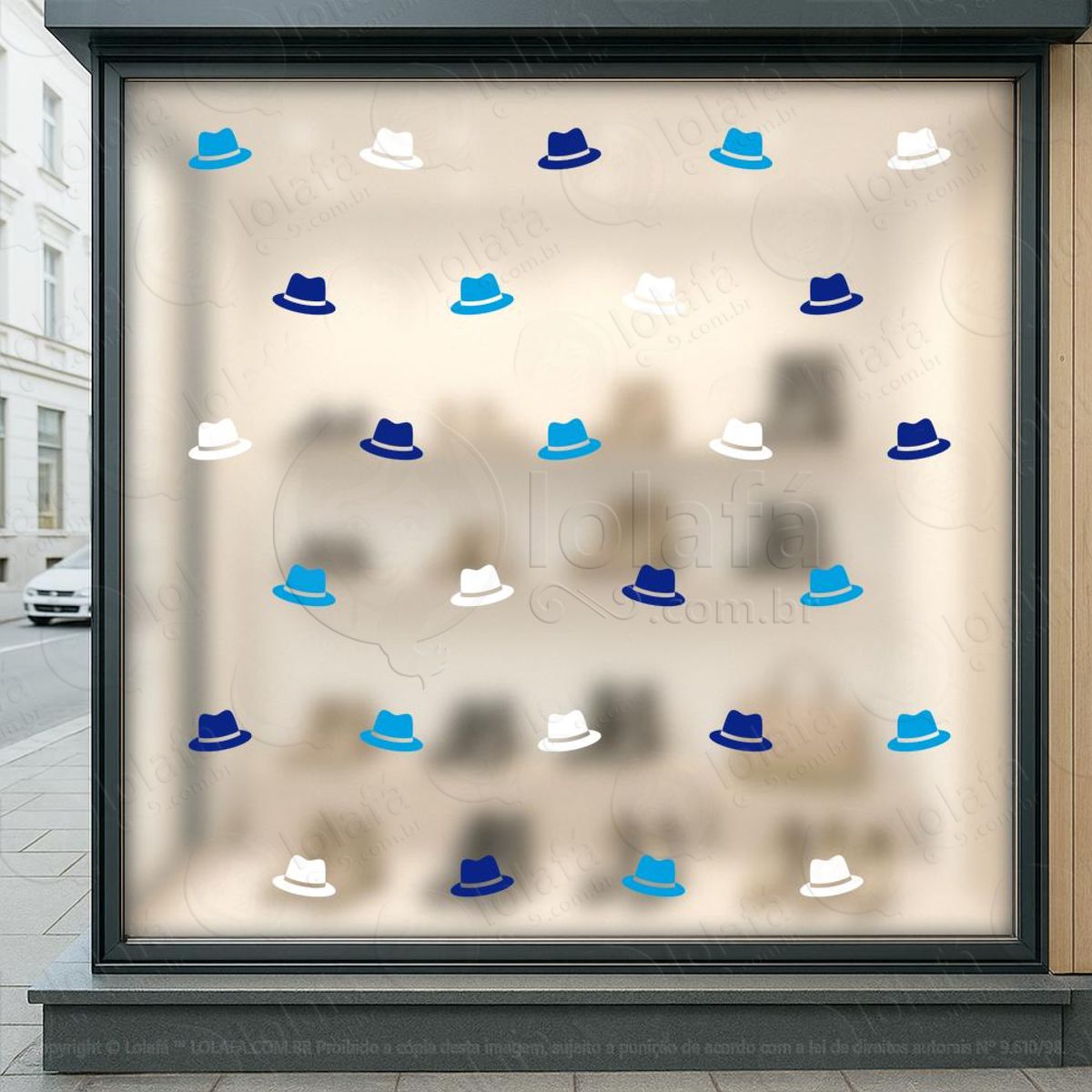 cartela de chapéus adesivos para vitrine dia dos pais mod:14