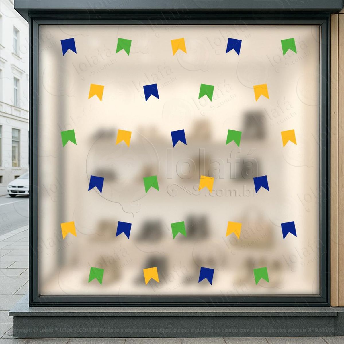 Cartela de Bandeirolas Adesivos Para Vitrine Festa Junina Mod:10