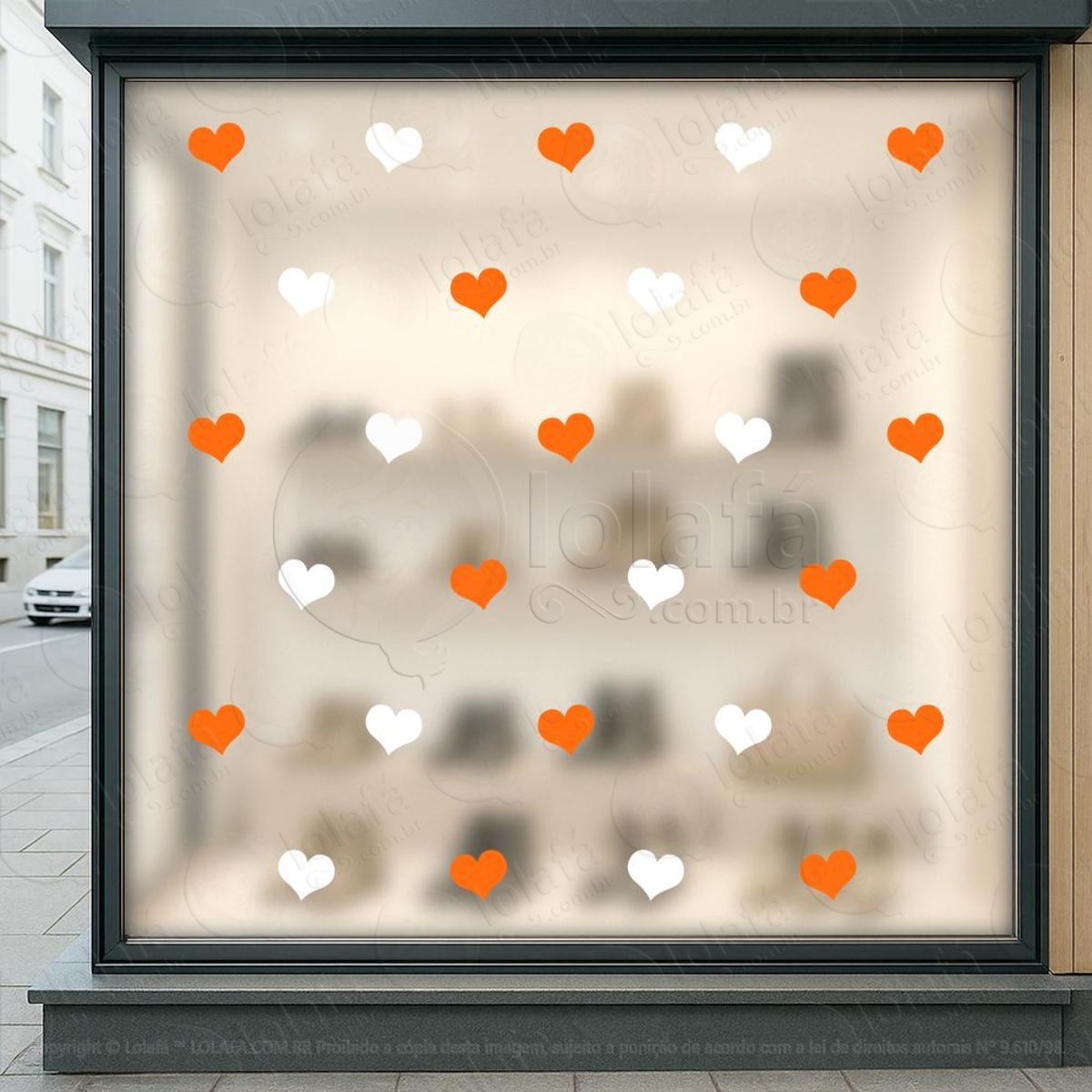 Cartela de Corações Adesivos Para Vitrine Outono Inverno Mod:24