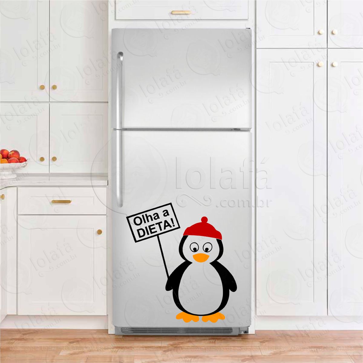 Pinguim, Olha a Dieta! Adesivo Para Geladeira Mod:120