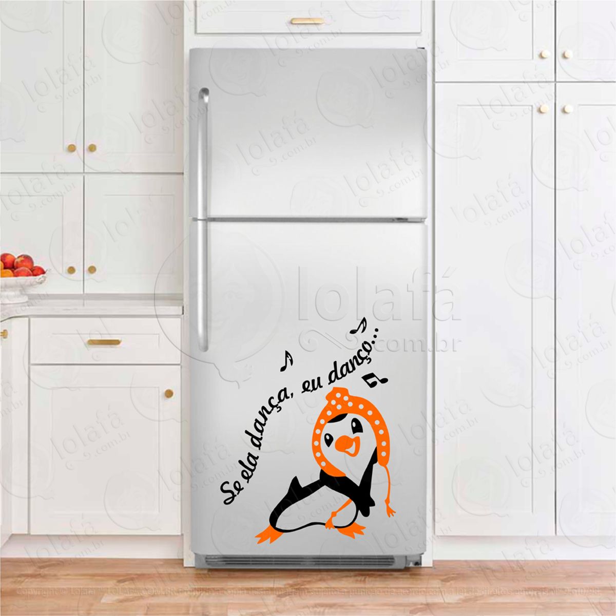 Pinguim, Se ela dança eu danço... Adesivo Para Geladeira Mod:130