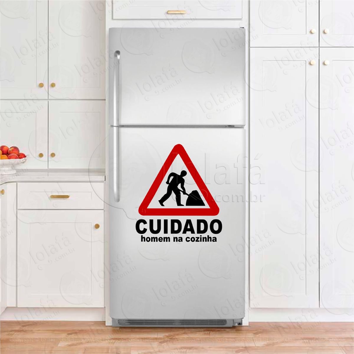Placa, Cuidado homem na cozinha Adesivo De Geladeira Mod:144