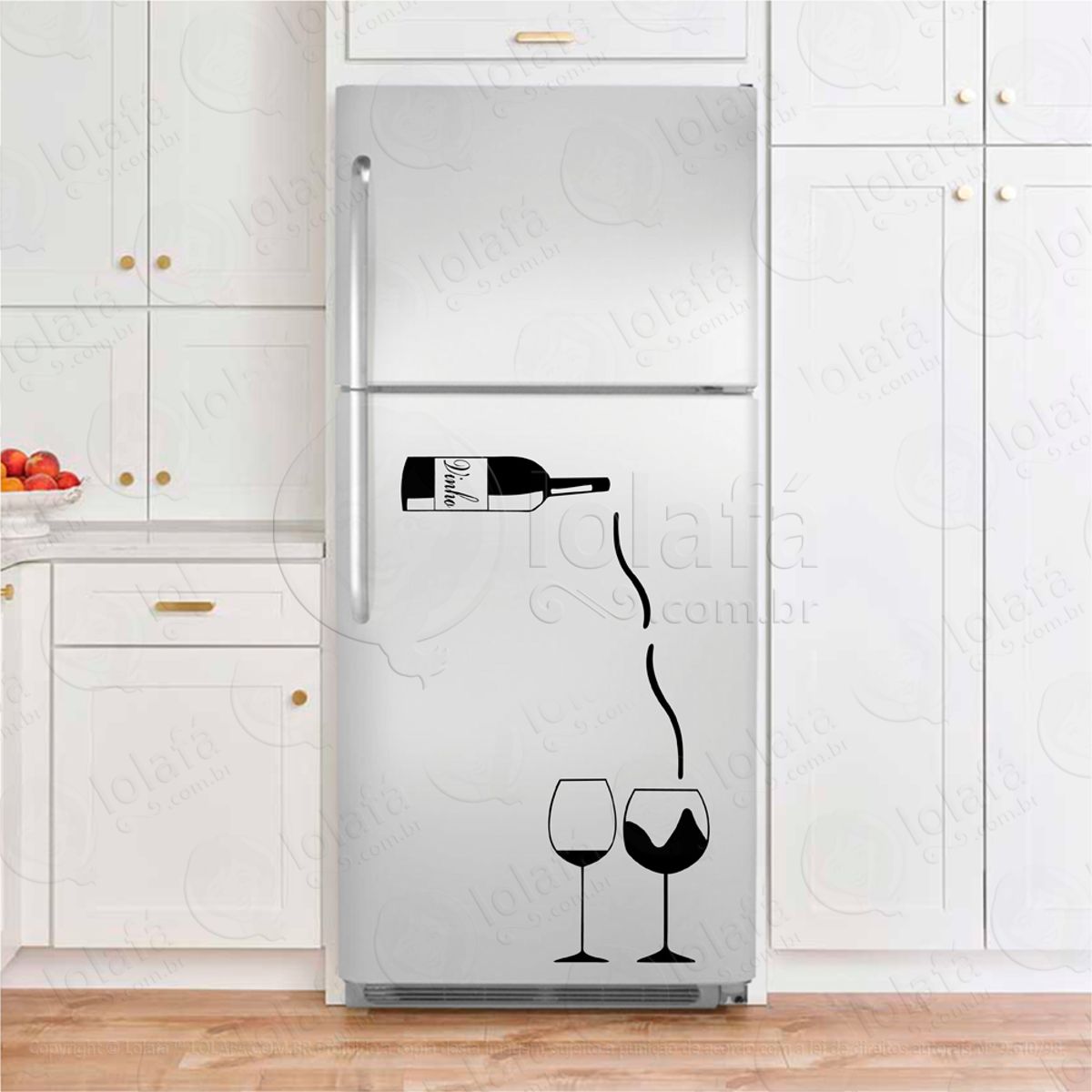 Vinho e Taças Adesivo De Geladeira Mod:174