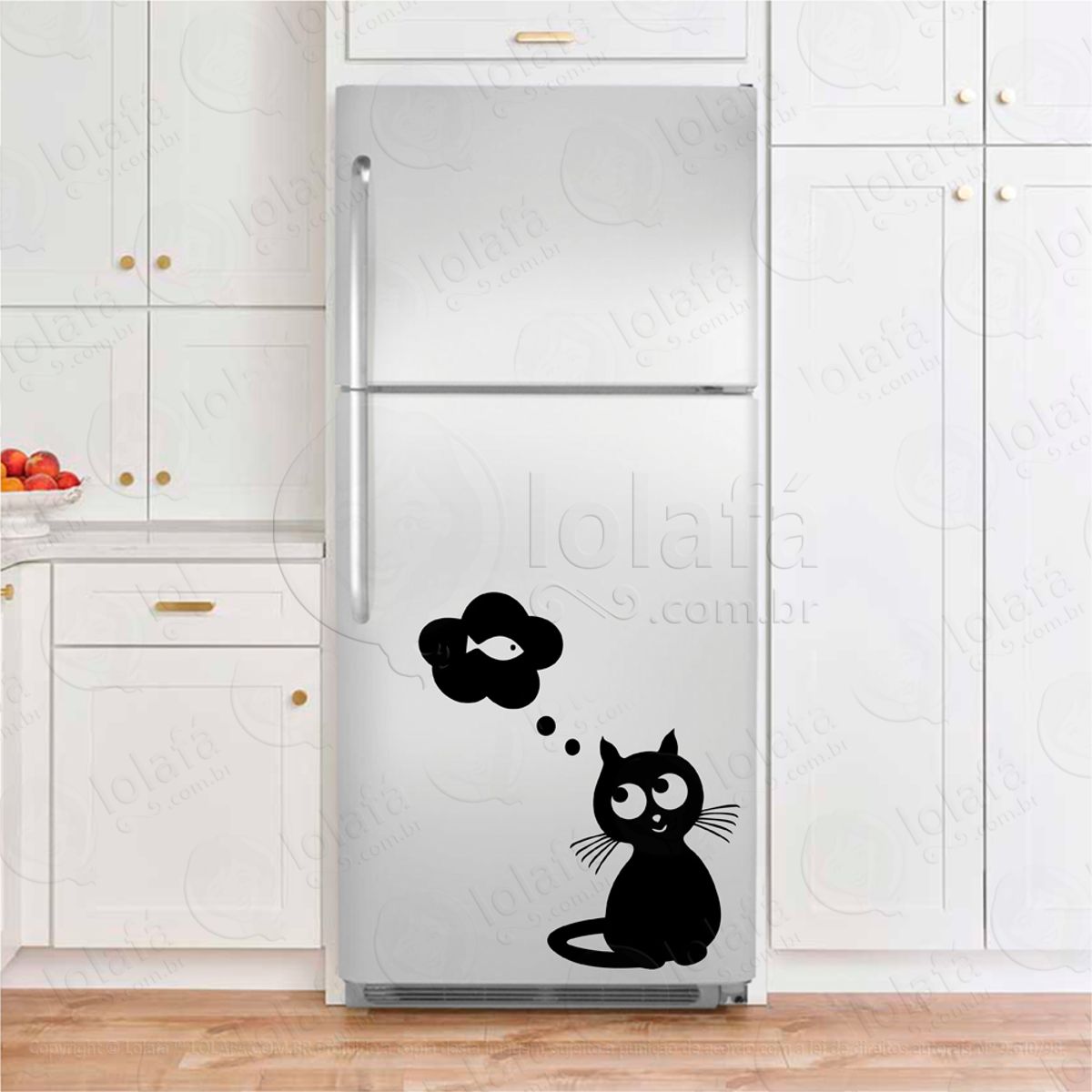 Gato e Peixe Adesivos De Geladeira Mod:175