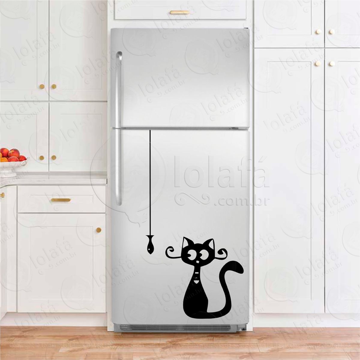 Gato e Peixe Adesivo Para Geladeira Mod:180