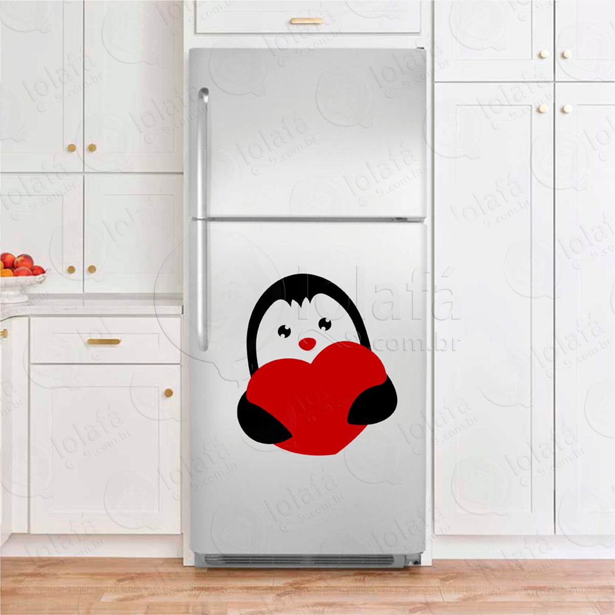 Pinguim e Coração Adesivo Para Geladeira Mod:240