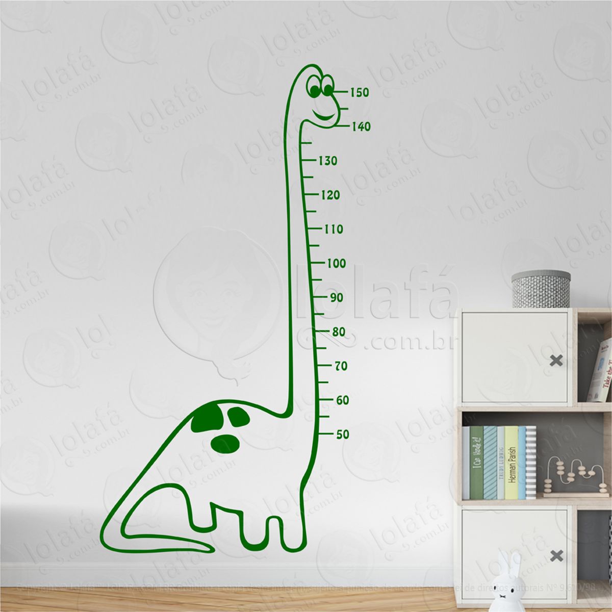 Dinossauro Adesivo Régua de Crescimento Infantil, Medidor de Altura para Quarto, Porta e Parede Mod:1
