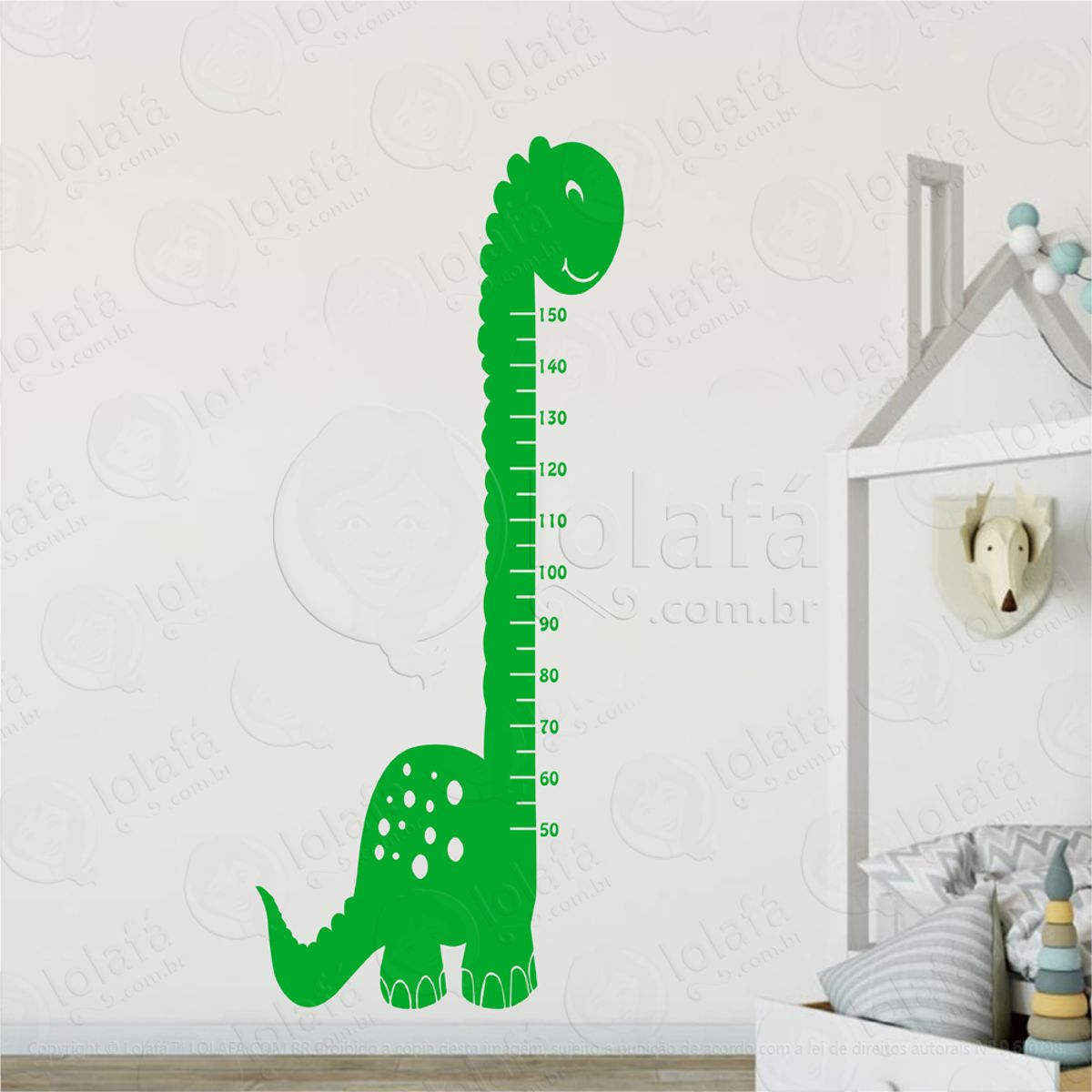 Dinossauro Adesivo Régua de Crescimento Infantil, Medidor de Altura para Quarto, Porta e Parede Mod:10