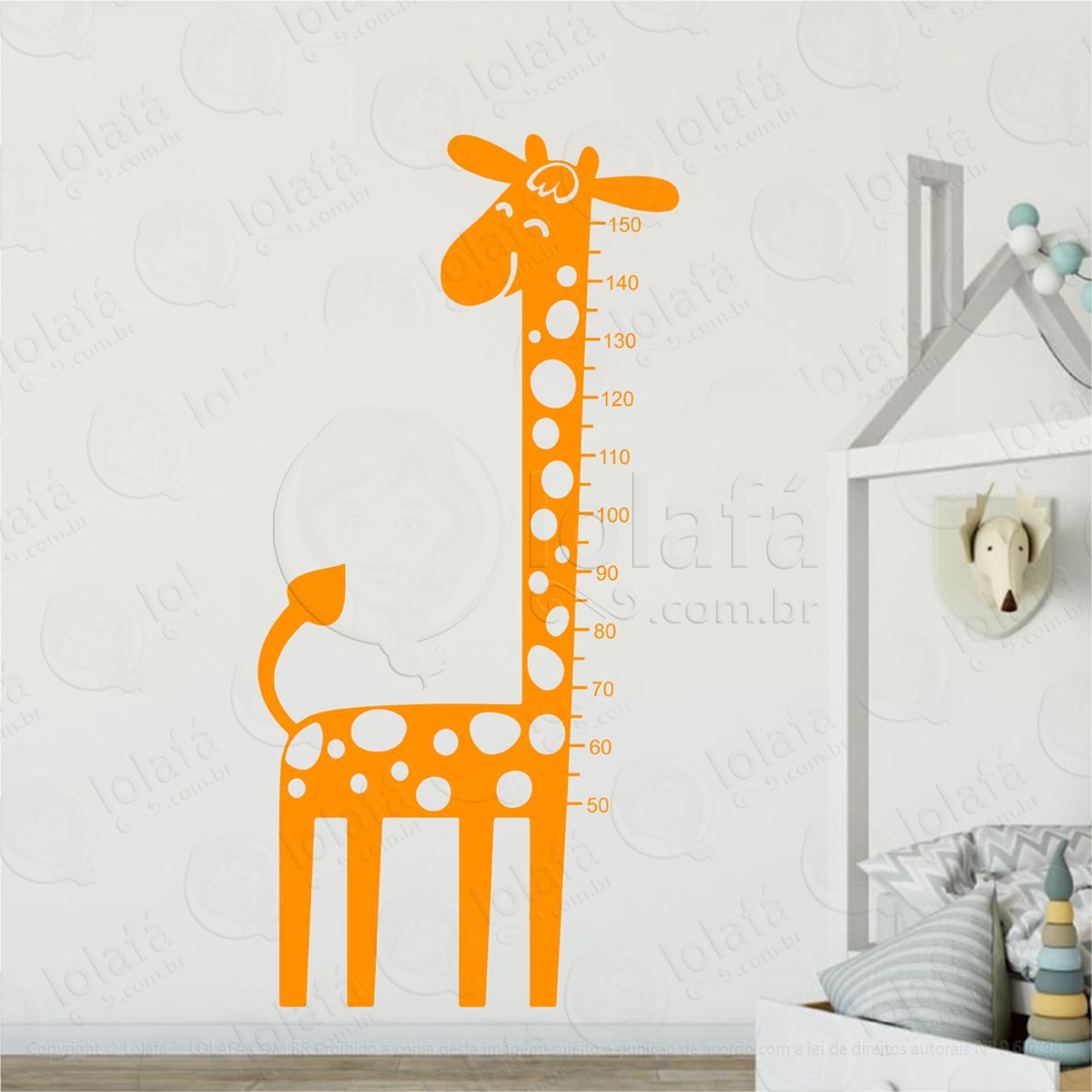 Girafa Adesivo Régua de Crescimento Infantil, Medidor de Altura para Quarto, Porta e Parede Mod:15