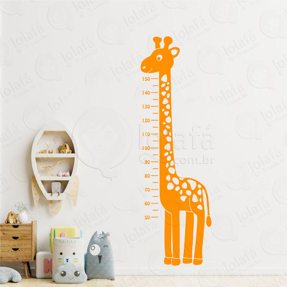 Girafa Adesivo Régua de Crescimento Infantil, Medidor de Altura para Quarto, Porta e Parede Mod:23