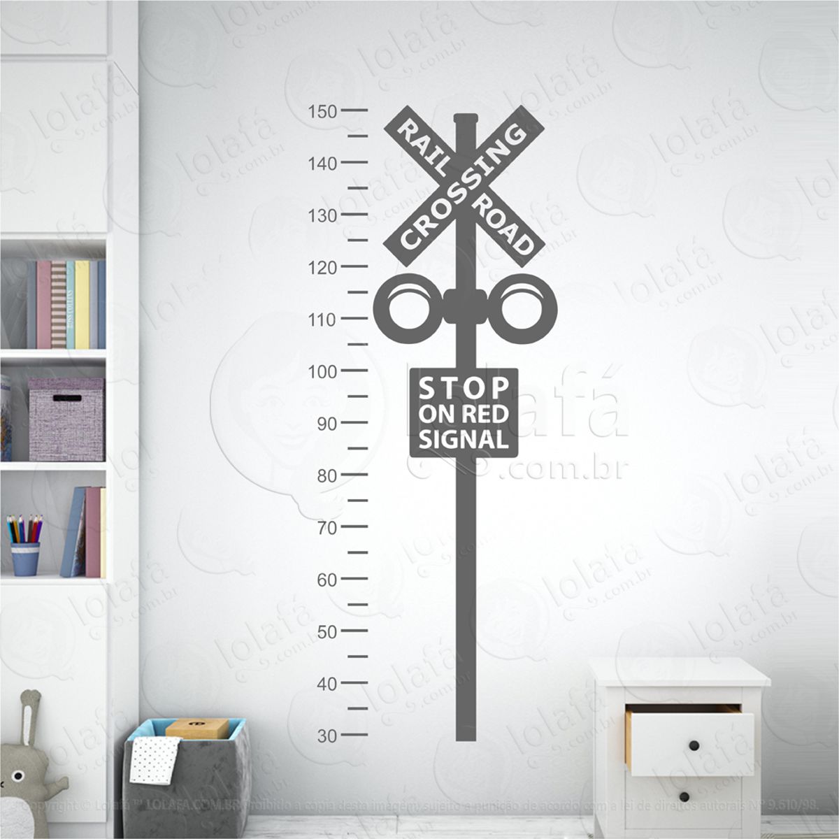 Placa Pare Stop Adesivo Régua de Crescimento Infantil, Medidor de Altura para Quarto, Porta e Parede Mod:24
