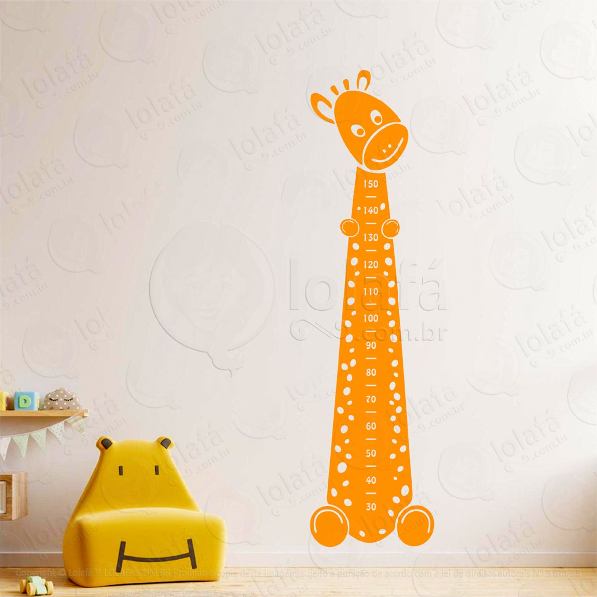 Girafa Adesivo Régua de Crescimento Infantil, Medidor de Altura para Quarto, Porta e Parede Mod:29