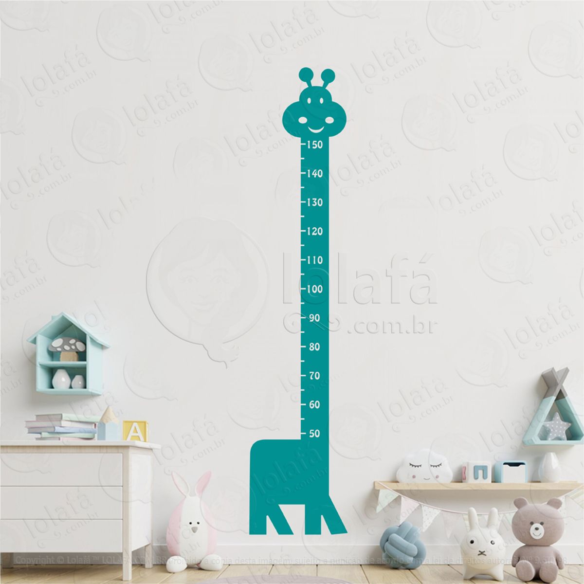 Girafa Adesivo Régua de Crescimento Infantil, Medidor de Altura para Quarto, Porta e Parede Mod:32