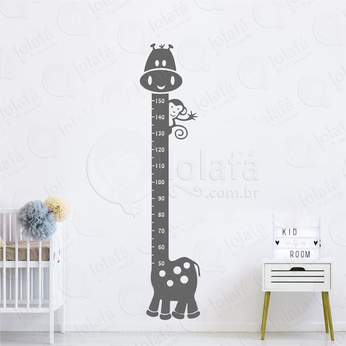 Girafa Adesivo Régua de Crescimento Infantil, Medidor de Altura para Quarto, Porta e Parede Mod:34