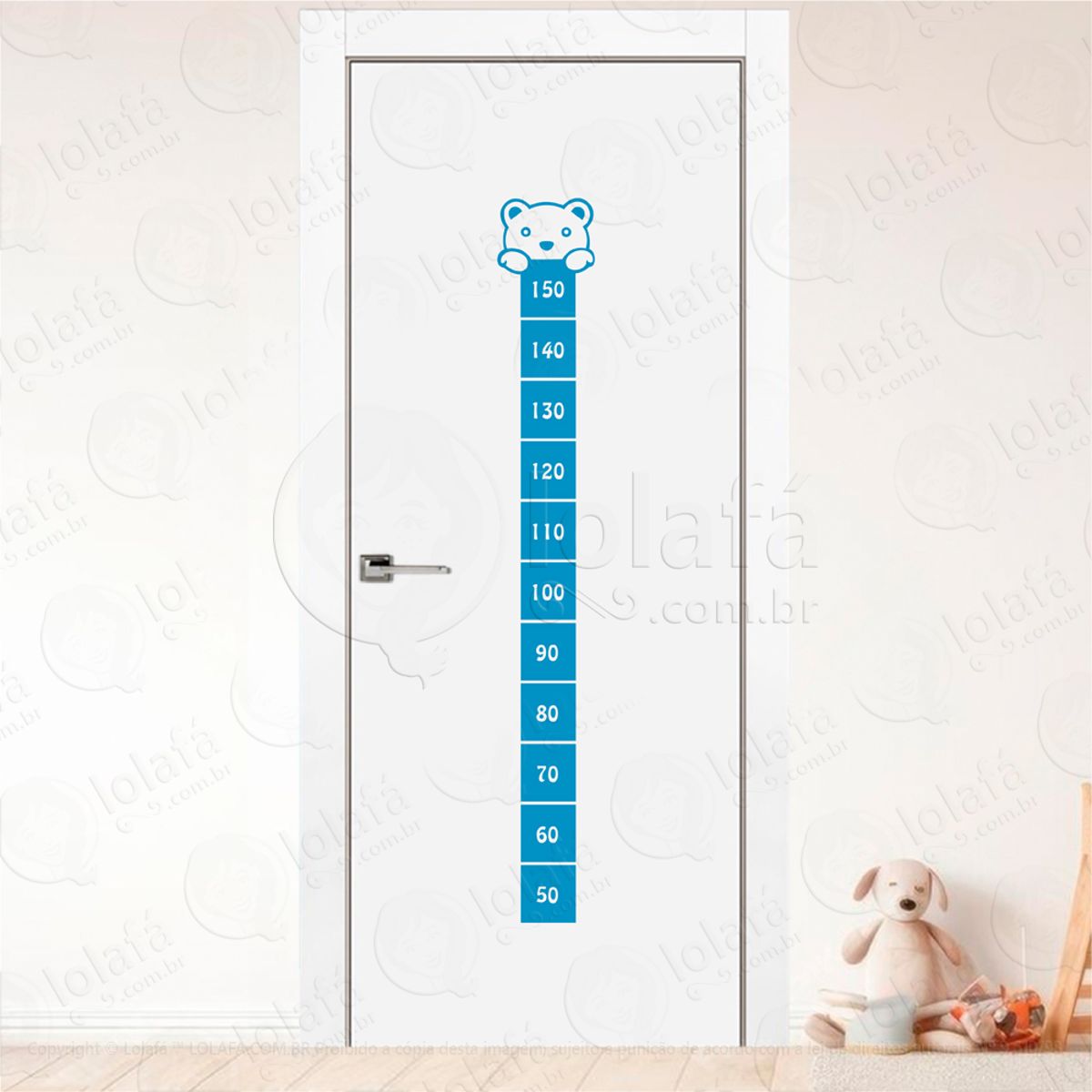 Urso Adesivo Régua de Crescimento Infantil, Medidor de Altura para Quarto, Porta e Parede Mod:38