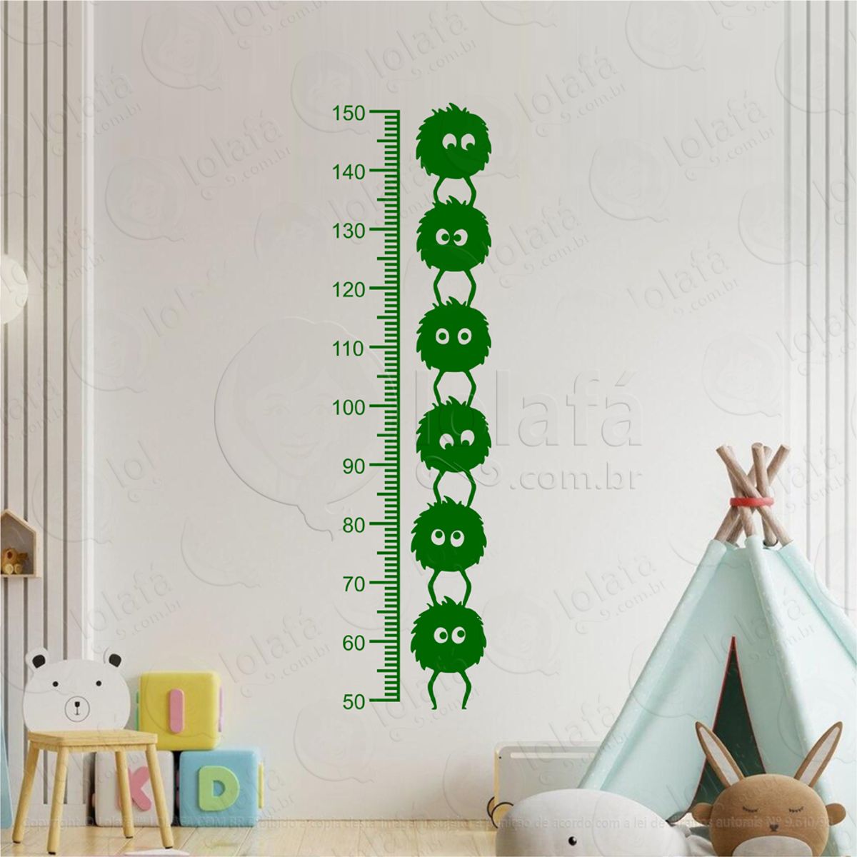 Monstinhos do Espaço Adesivo Régua de Crescimento Infantil, Medidor de Altura para Quarto, Porta e Parede Mod:42