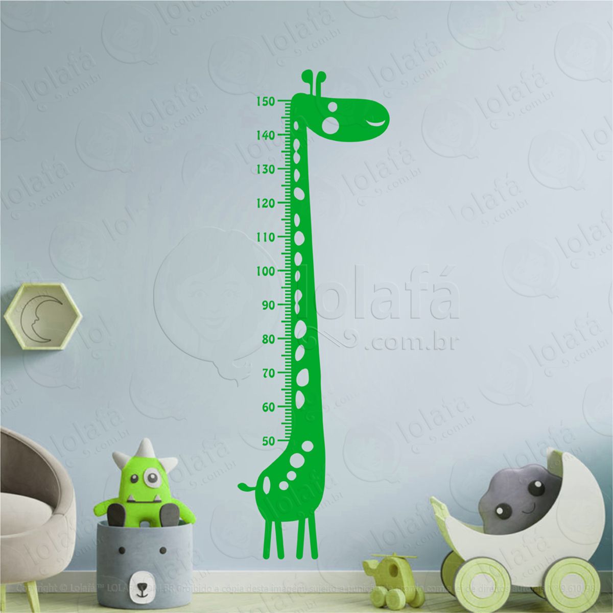 Girafa Adesivo Régua de Crescimento Infantil, Medidor de Altura para Quarto, Porta e Parede Mod:46