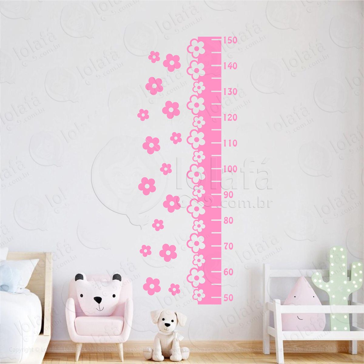 Flores Adesivo Régua de Crescimento Infantil, Medidor de Altura para Quarto, Porta e Parede Mod:47