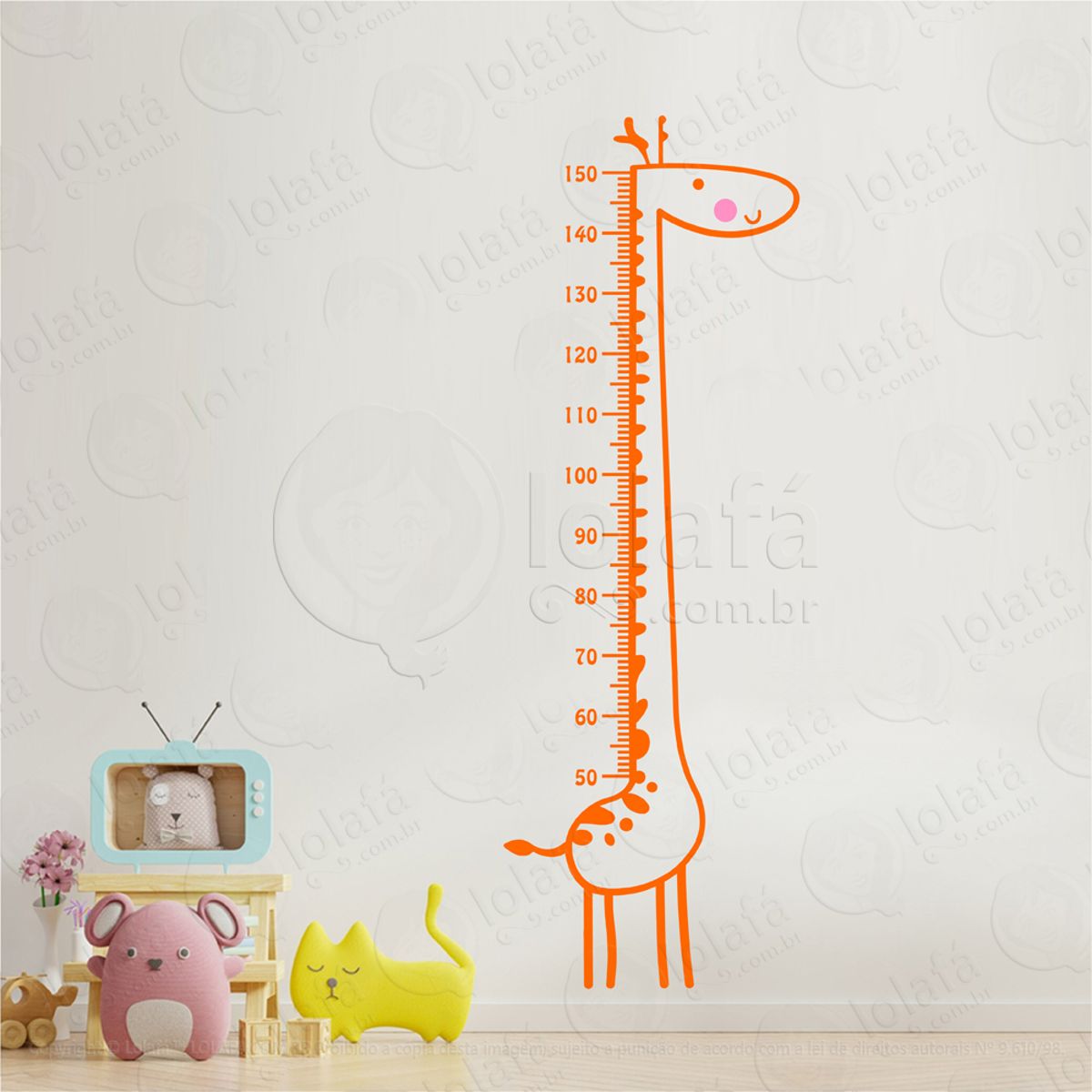 Girafa Adesivo Régua de Crescimento Infantil, Medidor de Altura para Quarto, Porta e Parede Mod:55