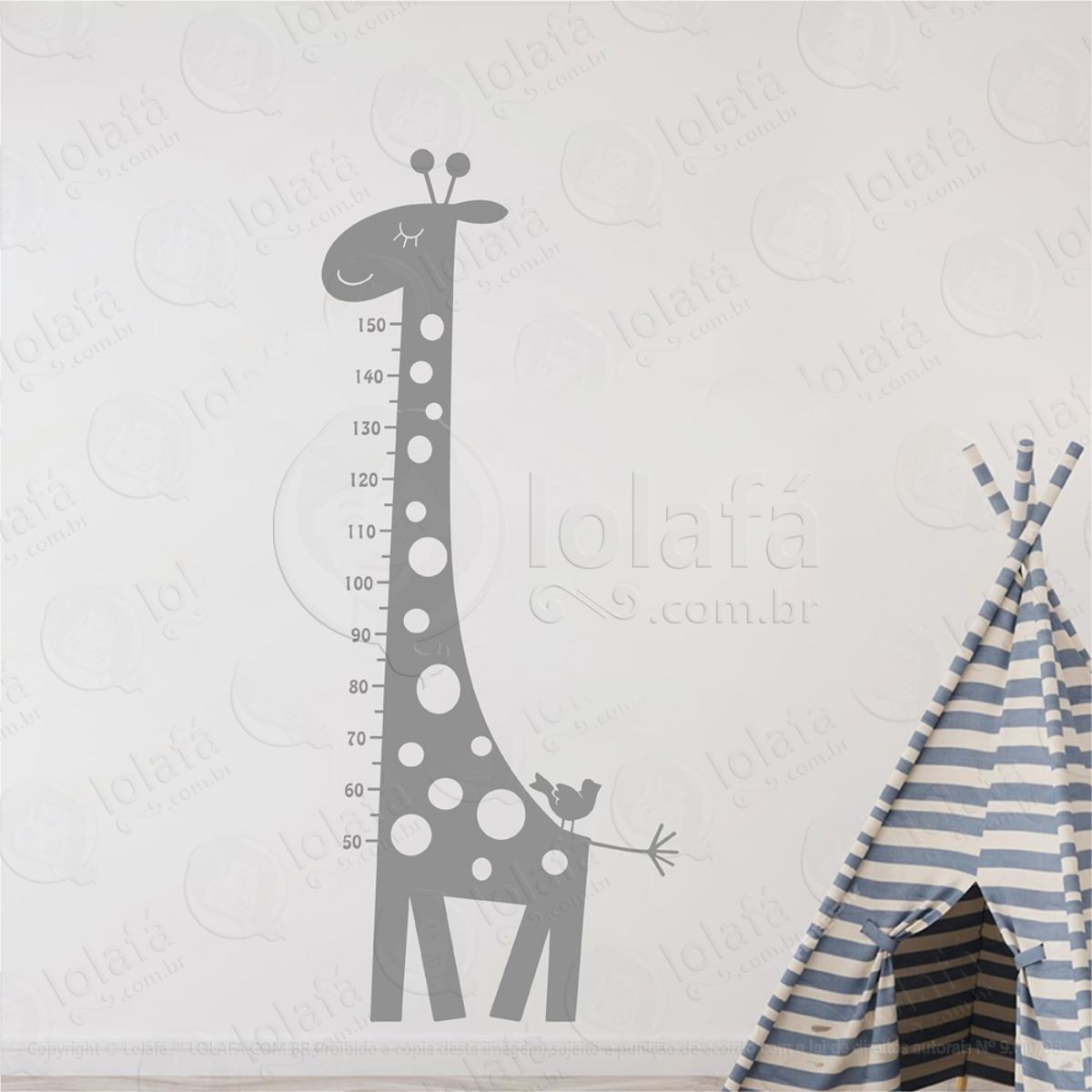 Girafa Adesivo Régua de Crescimento Infantil, Medidor de Altura para Quarto, Porta e Parede Mod:67