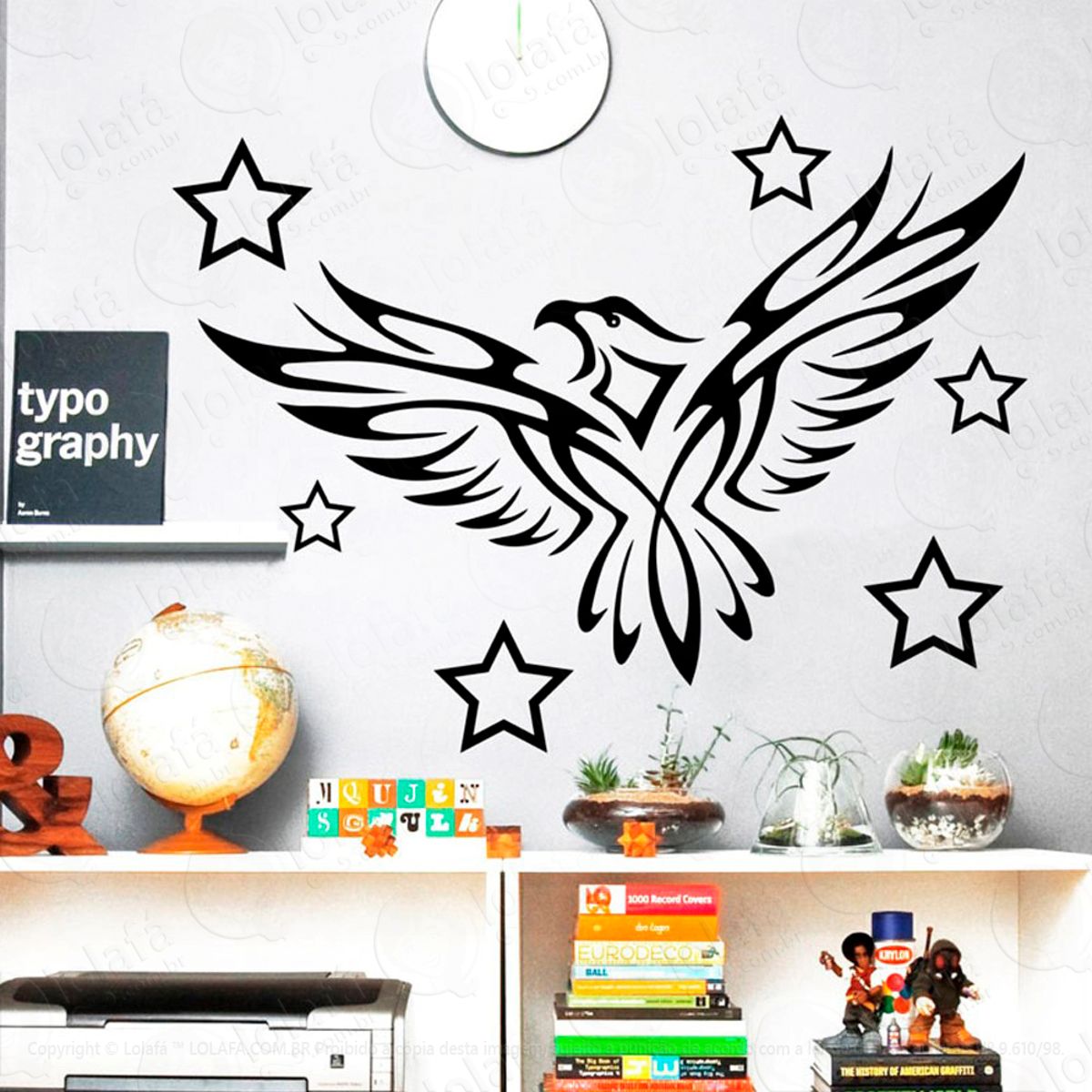 Águia Adesivo de Parede Decorativo para Casa, Sala, Quarto e Vidro Mod:1