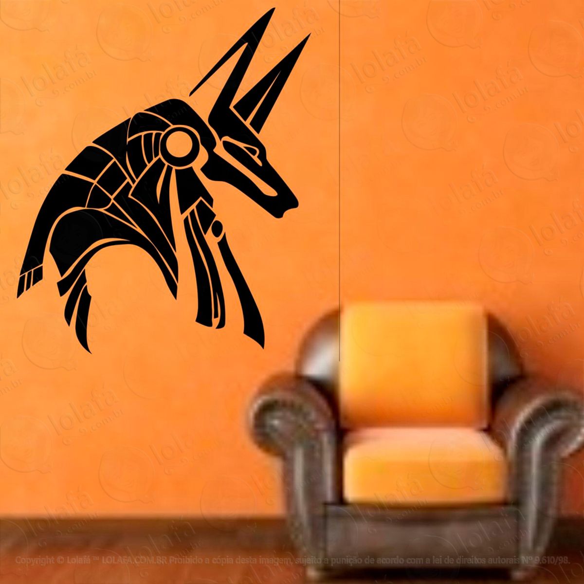 Anúbis Estilizado Adesivo de Parede Decorativo para Casa, Sala, Quarto e Vidro Mod:2