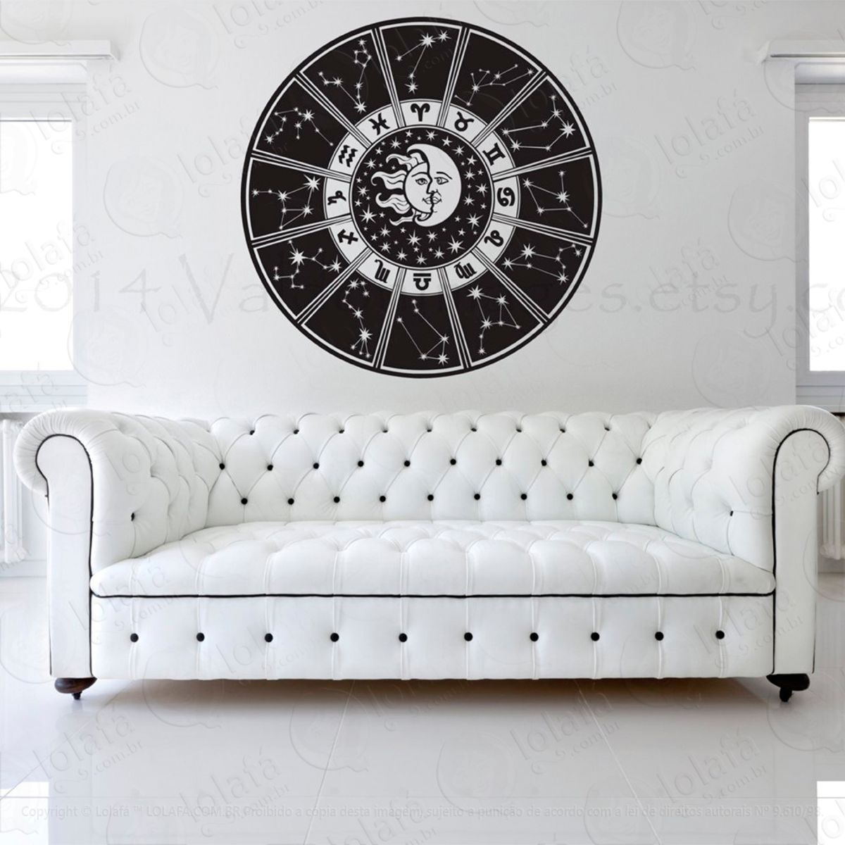 Astrologia Adesivo de Parede Decorativo para Casa, Sala, Quarto e Vidro Mod:8