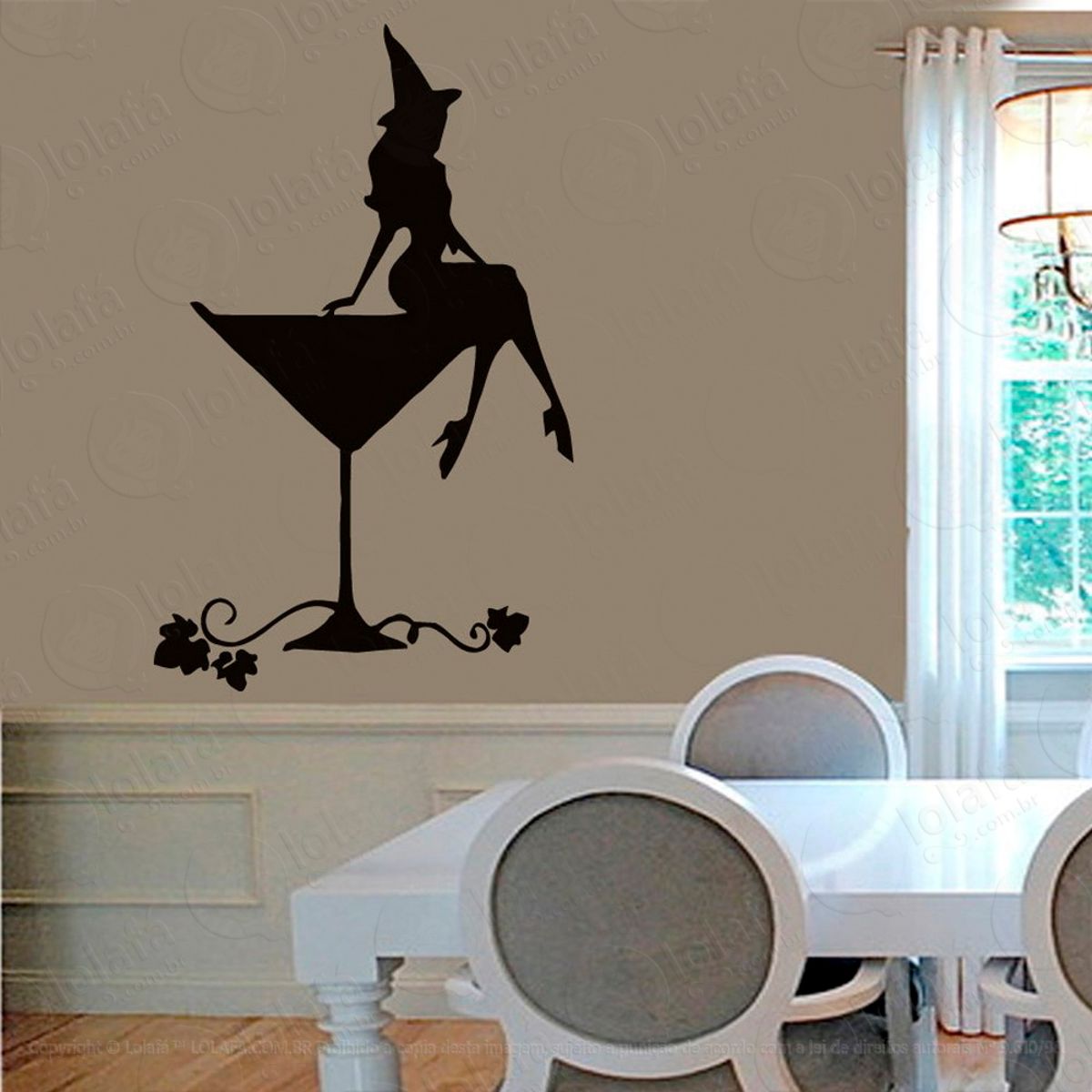 Bruxa e Taça Adesivo de Parede Decorativo para Casa, Sala, Quarto e Vidro Mod:14