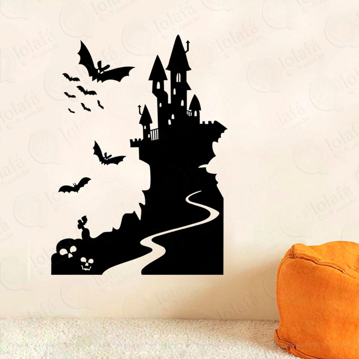 Castelo Assombrado Adesivo de Parede Decorativo para Casa, Sala, Quarto e Vidro Mod:20