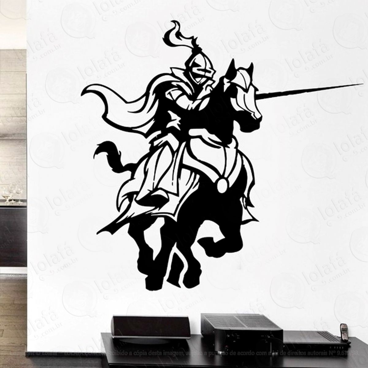 Cavaleiro Medieval Adesivo de Parede Decorativo para Casa, Sala, Quarto e Vidro Mod:21