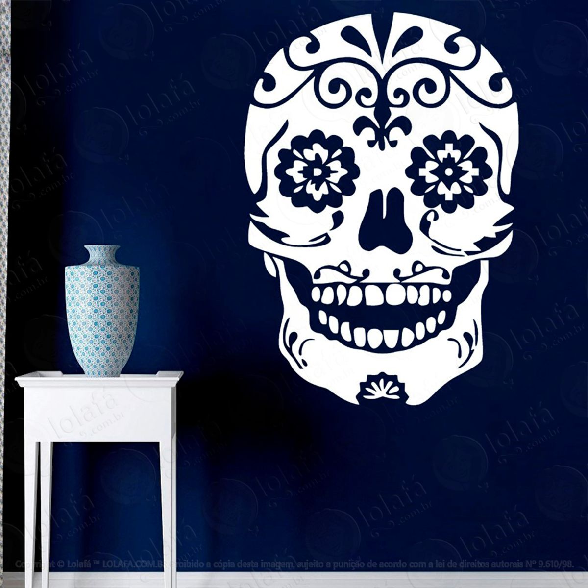 Caveira Mexicana Adesivo de Parede Decorativo para Casa, Sala, Quarto e Vidro Mod:24