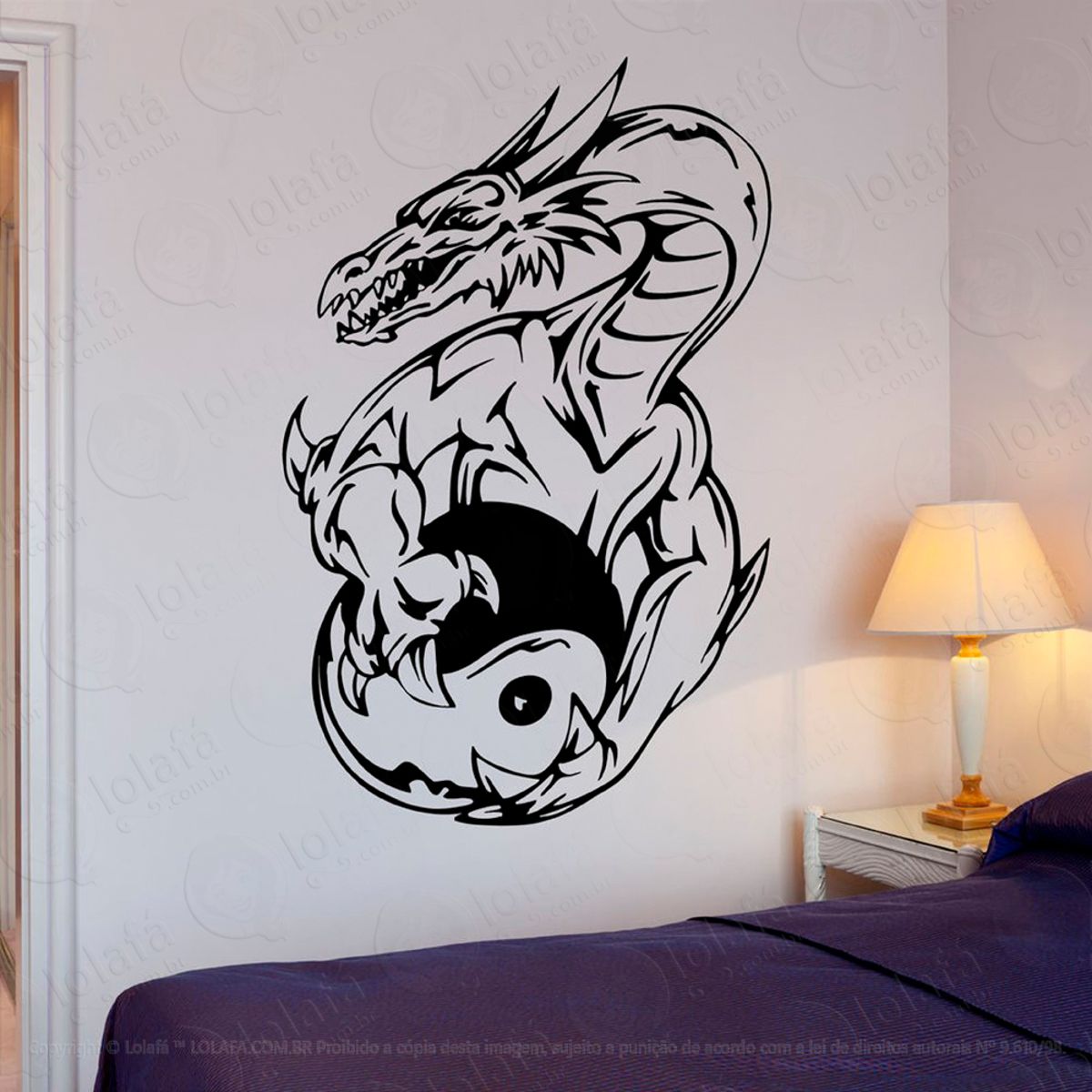 Dragão Zen Adesivo de Parede Decorativo para Casa, Sala, Quarto e Vidro Mod:31