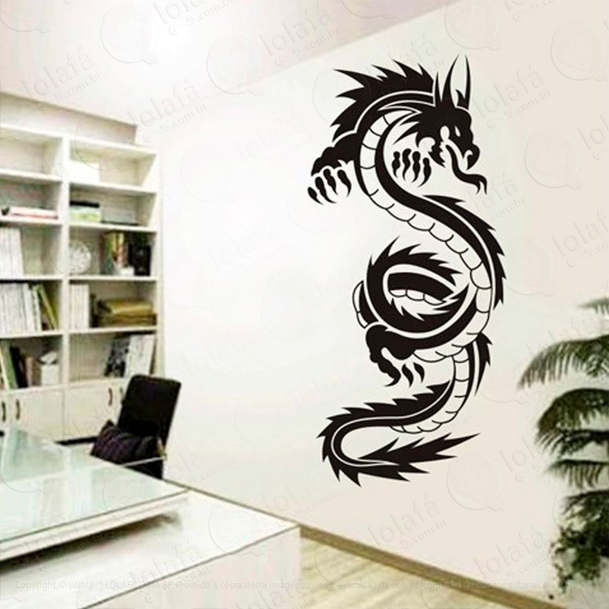 Dragão Adesivo de Parede Decorativo para Casa, Sala, Quarto e Vidro Mod:32