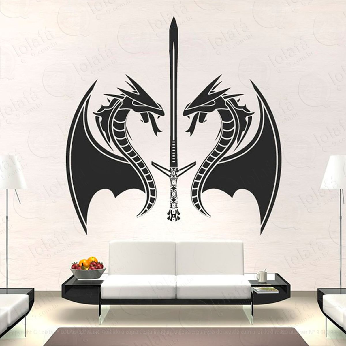 Dragões Adesivo de Parede Decorativo para Casa, Sala, Quarto e Vidro Mod:33