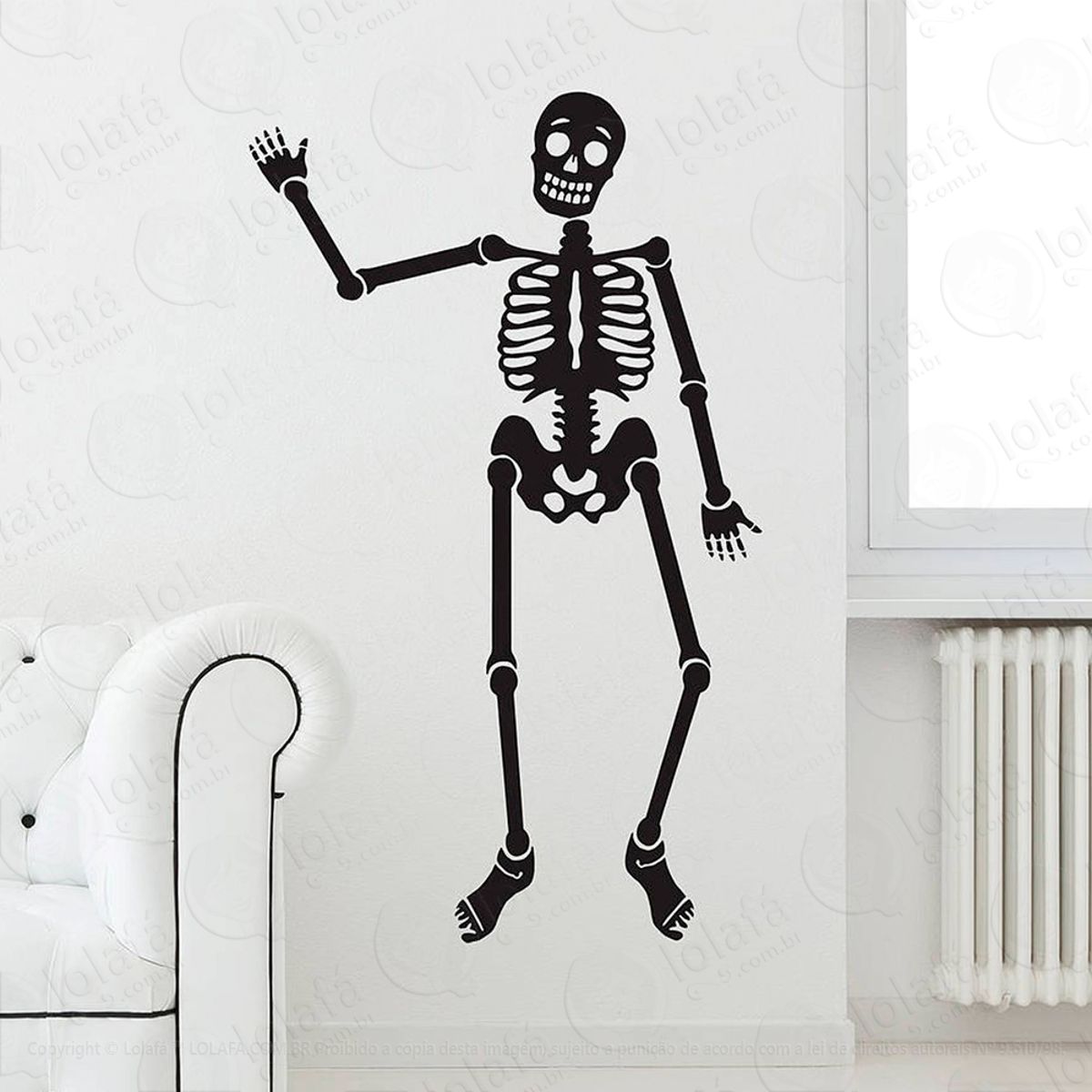 Esqueleto mania Adesivo de Parede Decorativo para Casa, Sala, Quarto e Vidro Mod:36