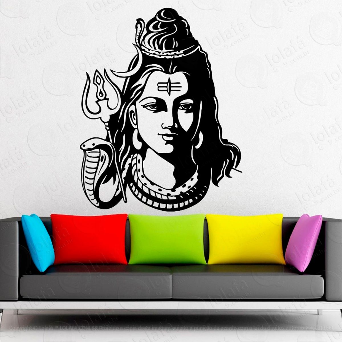 Face de Shiva Adesivo de Parede Decorativo para Casa, Sala, Quarto e Vidro Mod:38