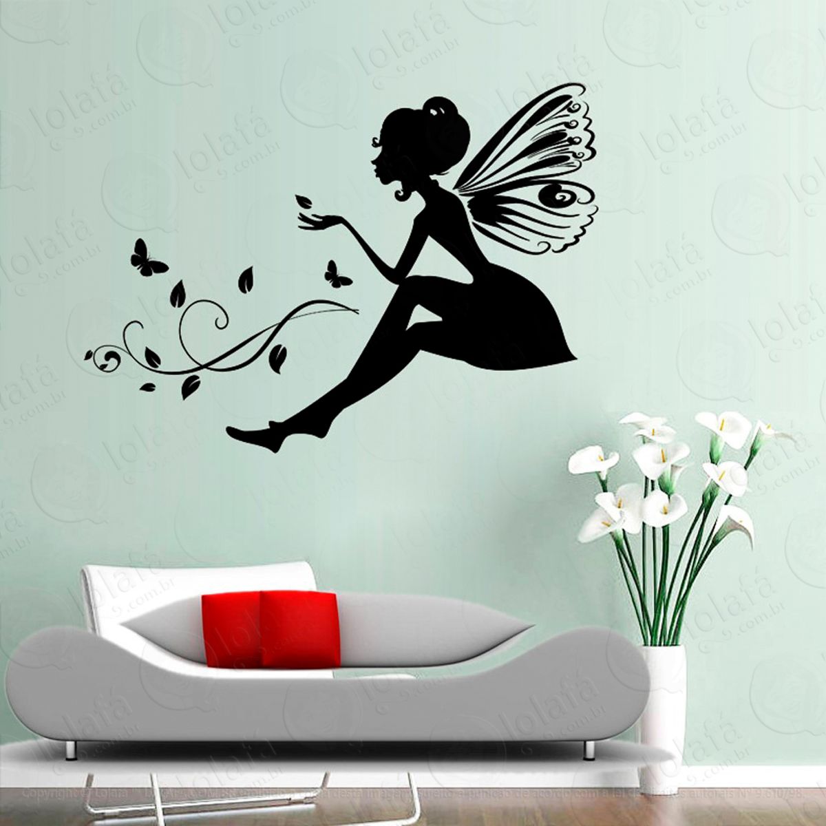 Fadinha Buterfly Adesivo de Parede Decorativo para Casa, Sala, Quarto e Vidro Mod:39