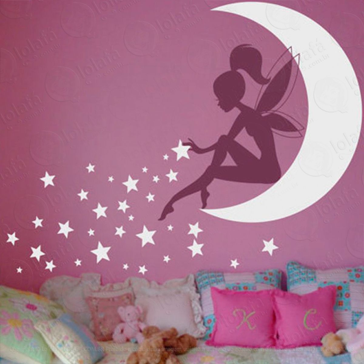 Fadinha da Lua Adesivo de Parede Decorativo para Casa, Sala, Quarto e Vidro Mod:40
