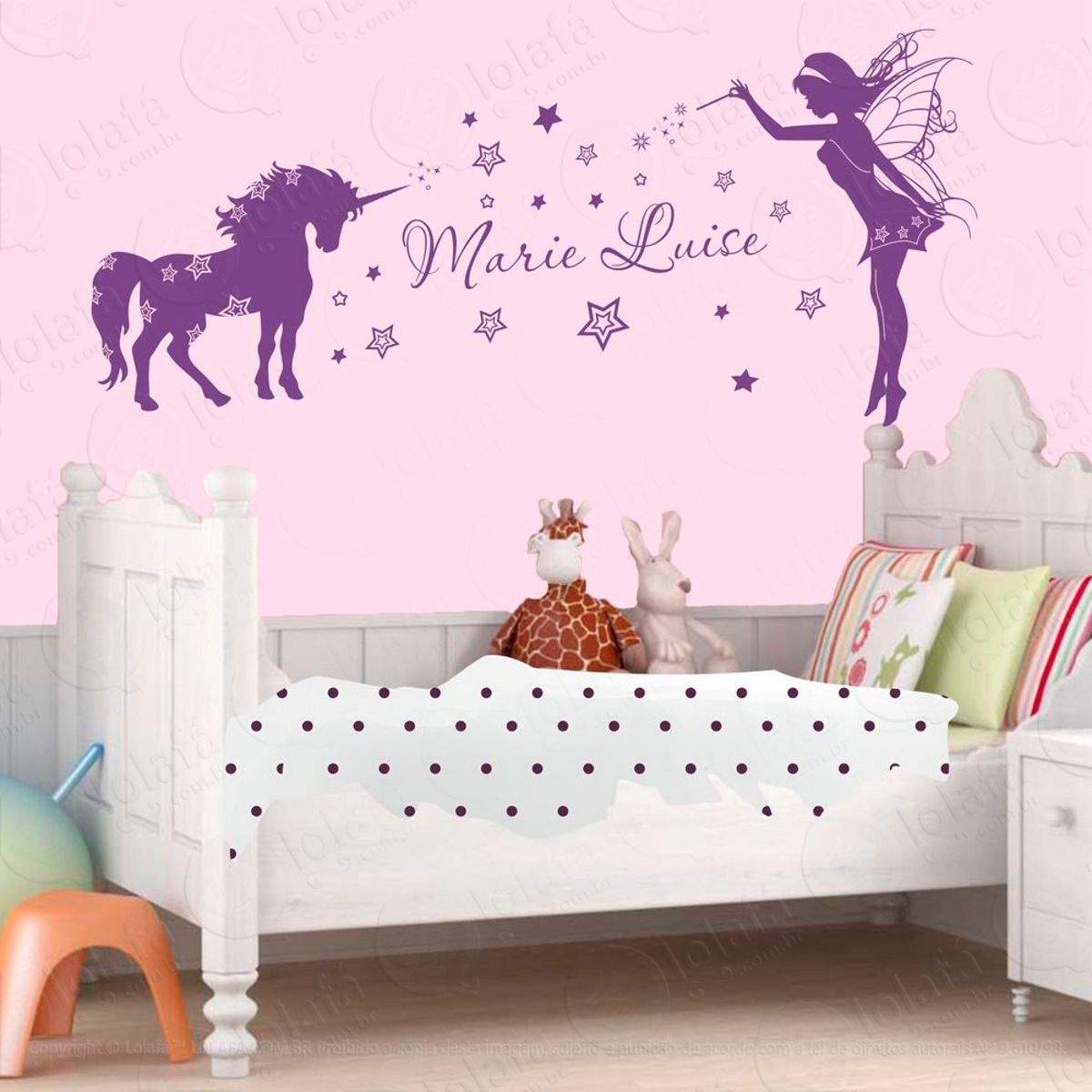 Fadinha e Unicórnio Adesivo de Parede Decorativo para Casa, Sala, Quarto e Vidro Mod:41